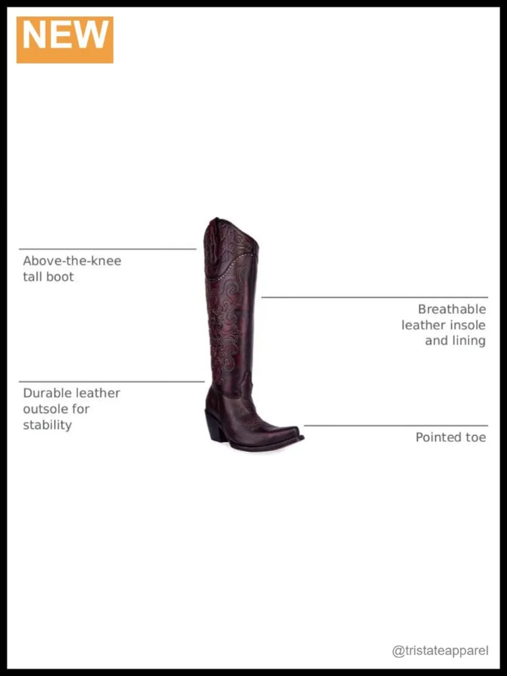 Cowhide Leather Embroidered Over-the-Knee Boots Snip Toe